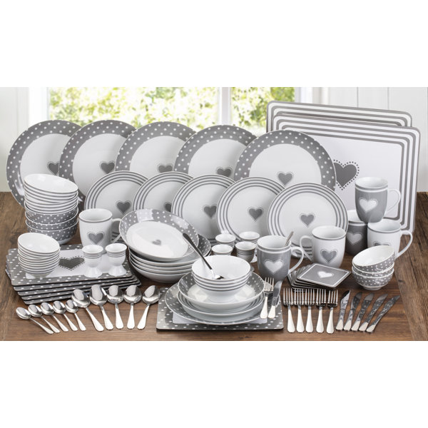 Grey heart dinner outlet set